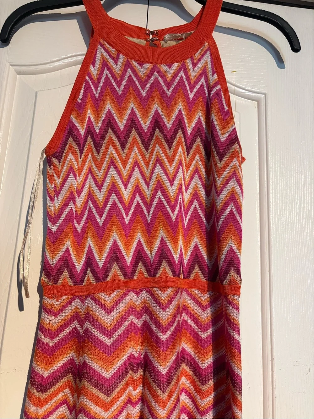 Trina Turk Chevron Knit Skater Dress in Pink and Orange